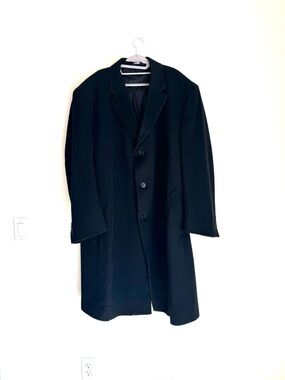 Jos. A. Bank Black Wool Men's Single-Breasted Overcoat 50R